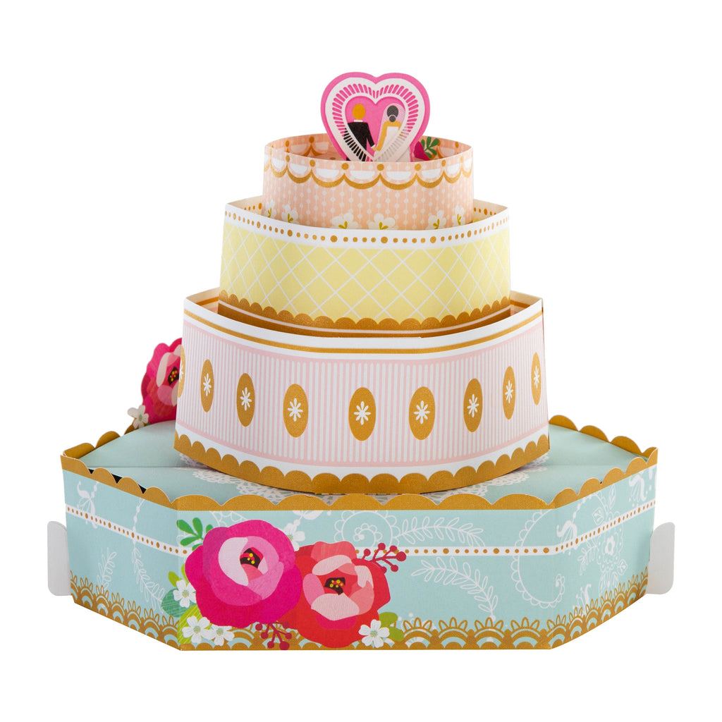 Wedding Congratulations Card - 3D Pop Up White Cake Design