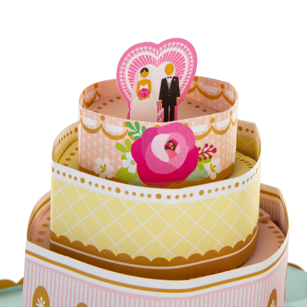 Wedding Congratulations Card - 3D Pop Up White Cake Design