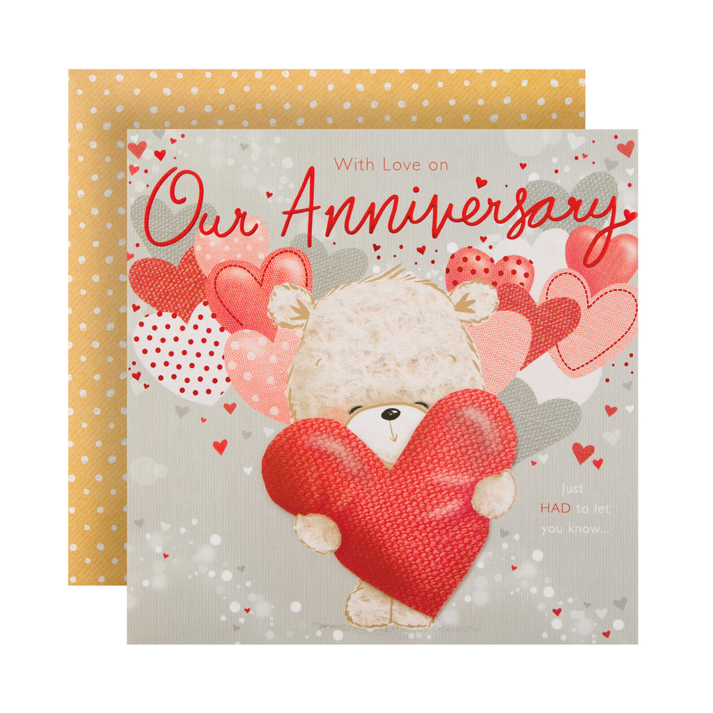 Our Anniversary Card - Large Pop-out Hugsworth Bear Design
