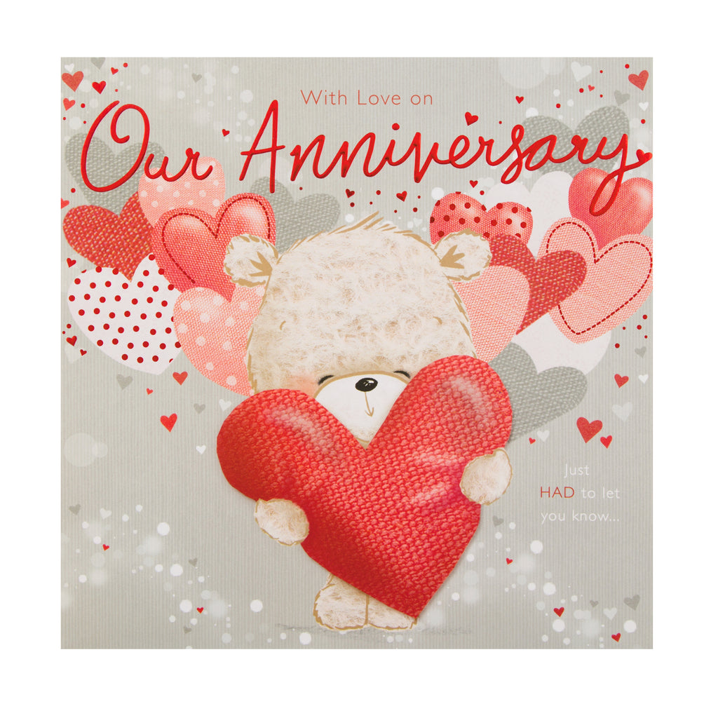 Our Anniversary Card - Large Pop-out Hugsworth Bear Design