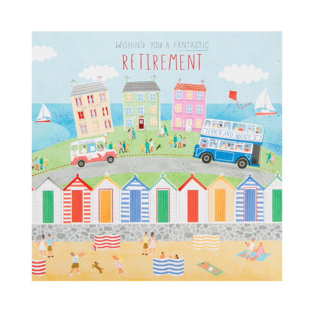 Retirement Congratulations Card - Cute Illustrated Seaside Design