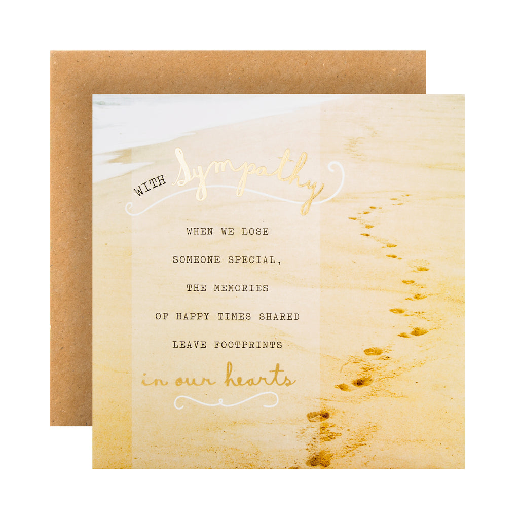 Loss of Someone Special Sympathy Card - Footprints in the Sand Photographic Design