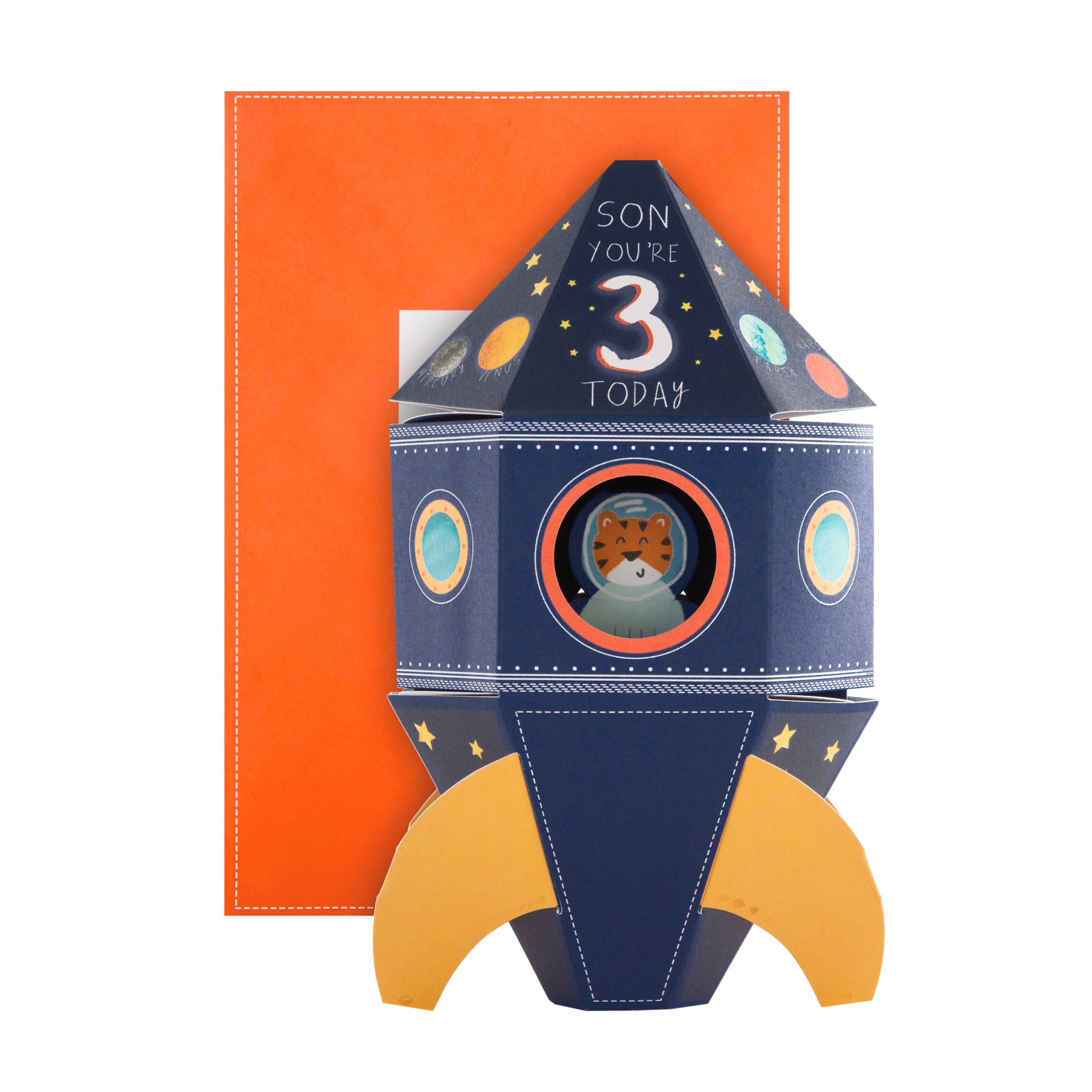 3rd Birthday Card Son Pop out 3D Rocket Design