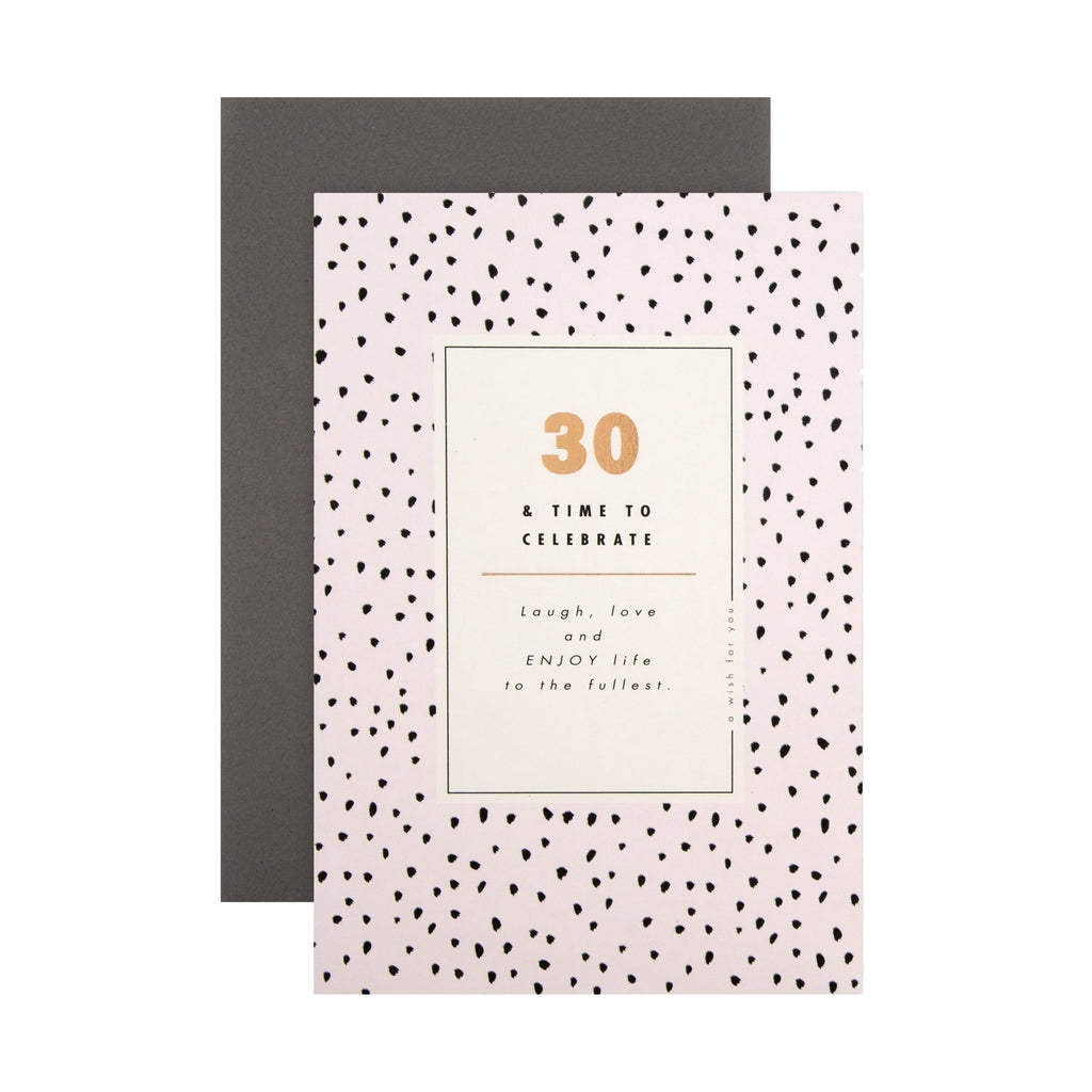 30th Birthday Card - Contemporary Text Based Design