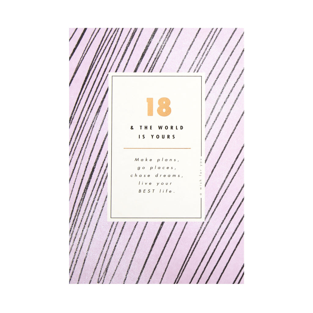 18th Birthday Card - Contemporary Text Based Design