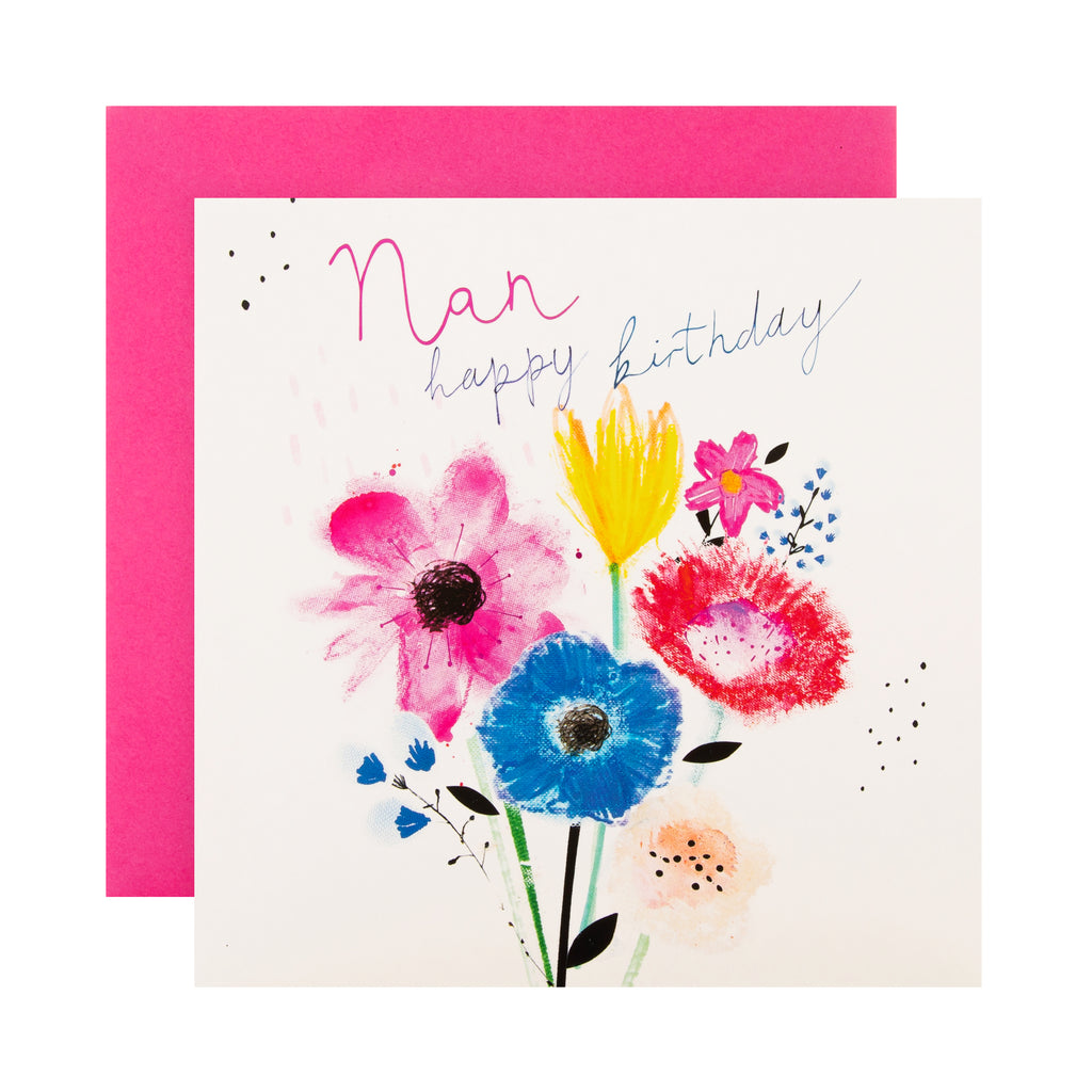 Birthday Card for Nan - Contemporary Floral Design
