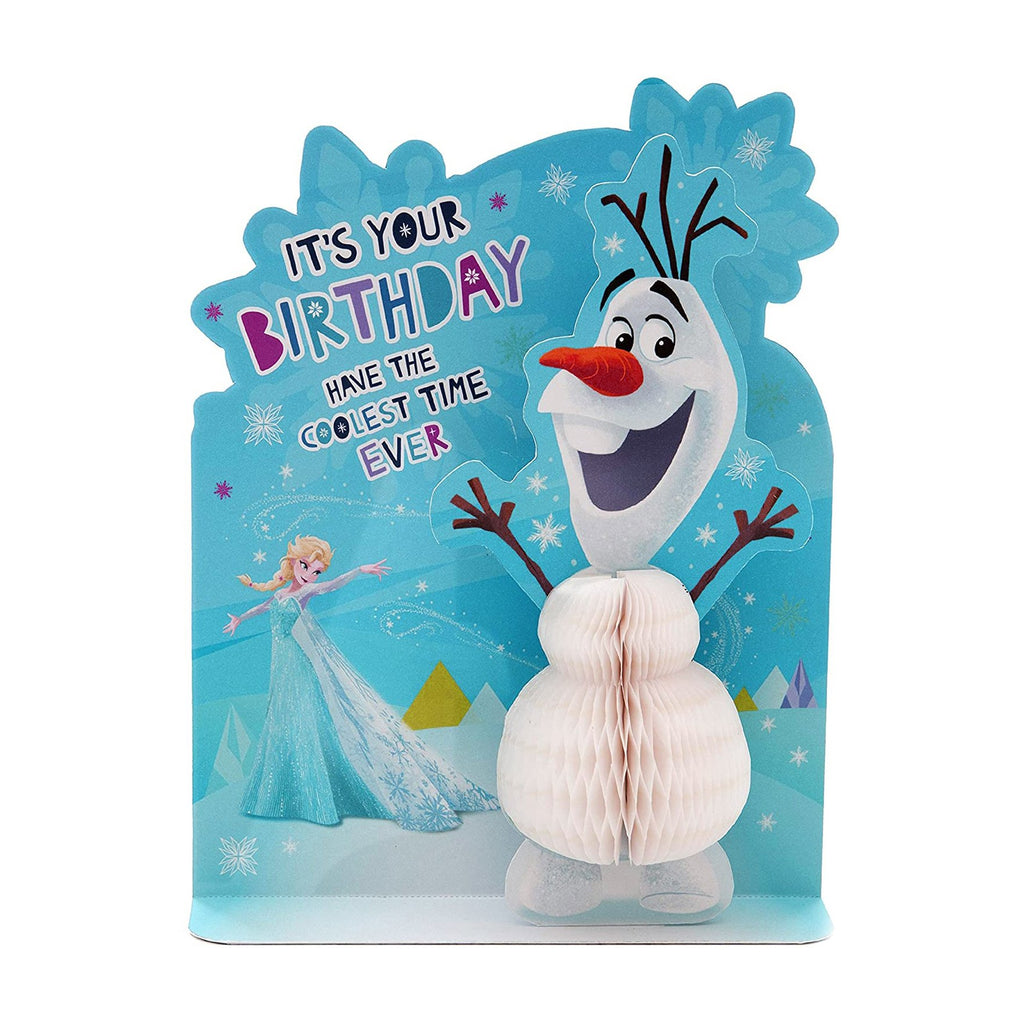 Kids' Birthday Card - 3D Paper Wow Disney Frozen Olaf Design