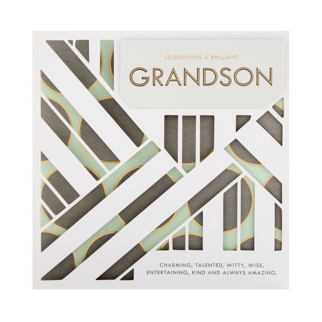 Birthday Card for Grandson - 3D Effect Laser-cut Design with Foil Details