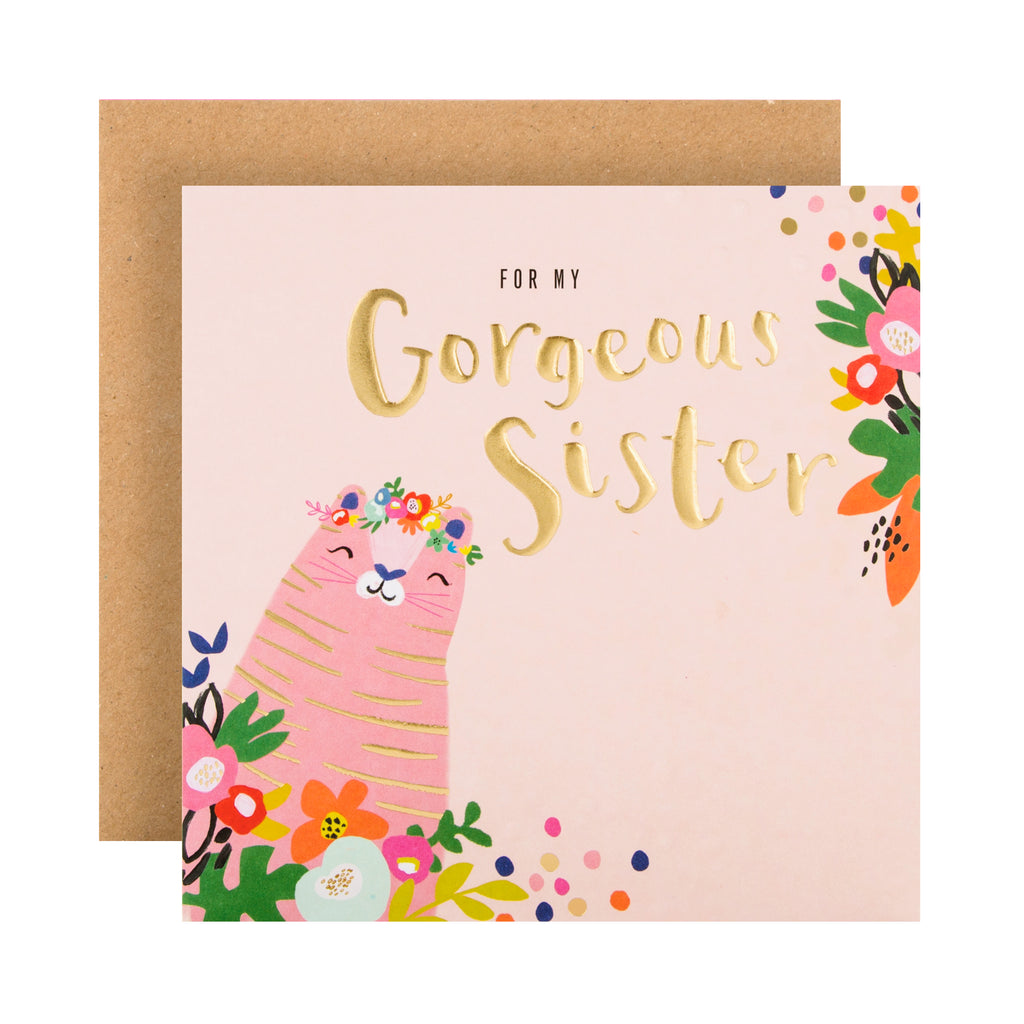 Birthday Card for Sister - Contemporary Embossed Design