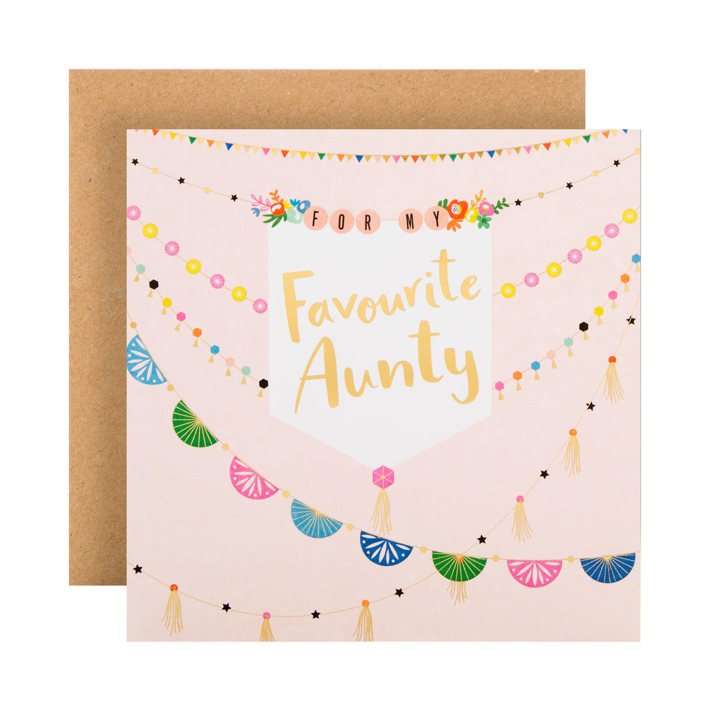 Birthday Card for Aunty - Embossed, Foil Embellished Contemporary Design