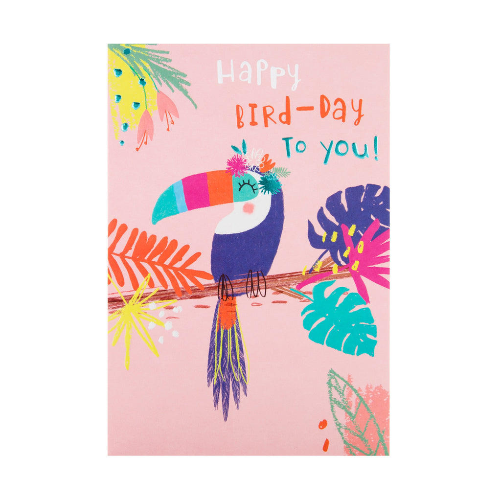 General Birthday Card - Embossed Toucan Design