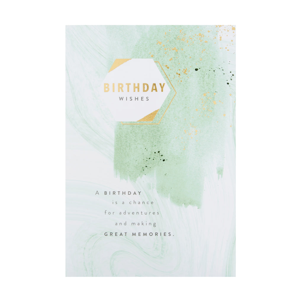 General Birthday Card - Marbled Ink and Gold Foil Design