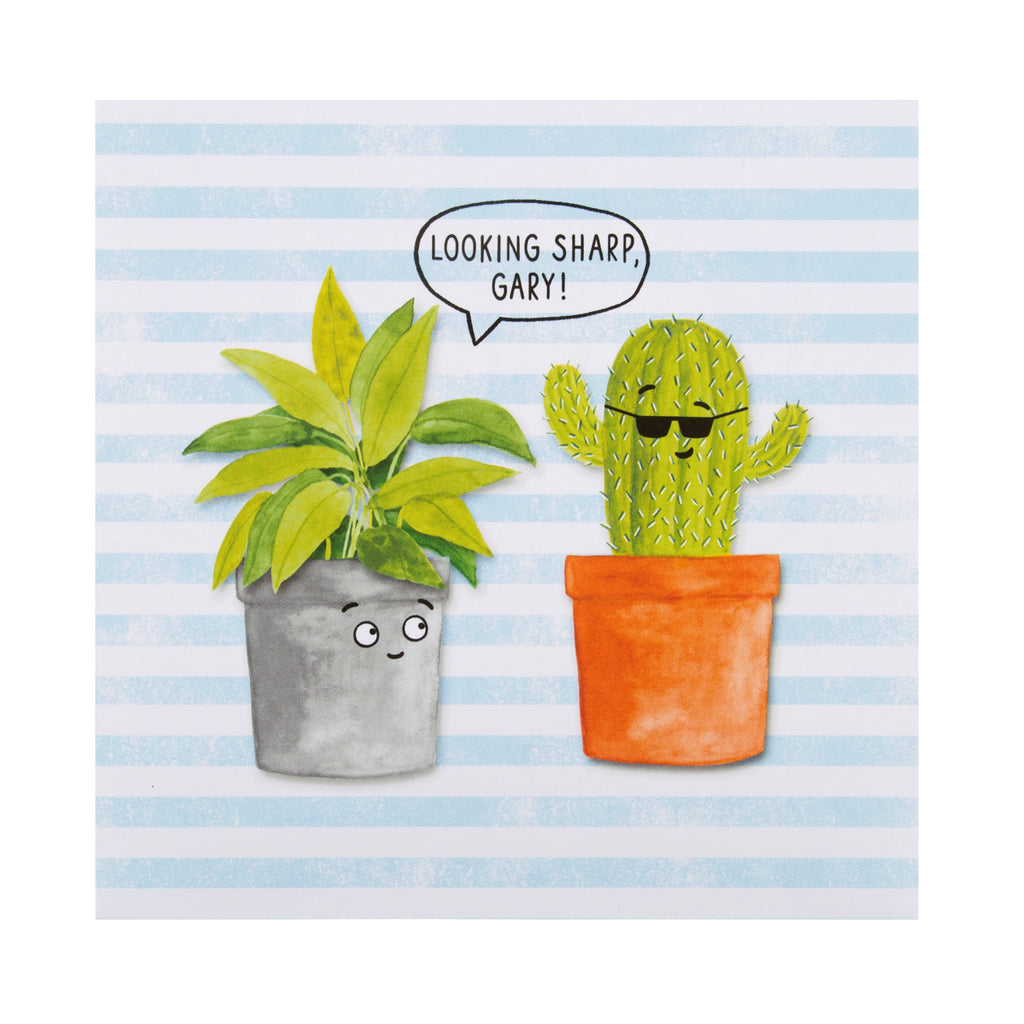 Any Occasion Card  - Cartoon Style 'Pump Up the Pun' Cactus Design