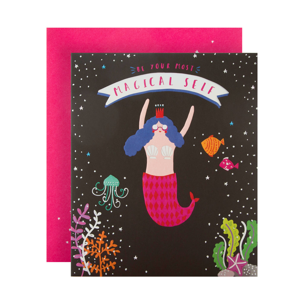 General Birthday Card - Embossed Mermaid Design with Holographic Foil Highlights