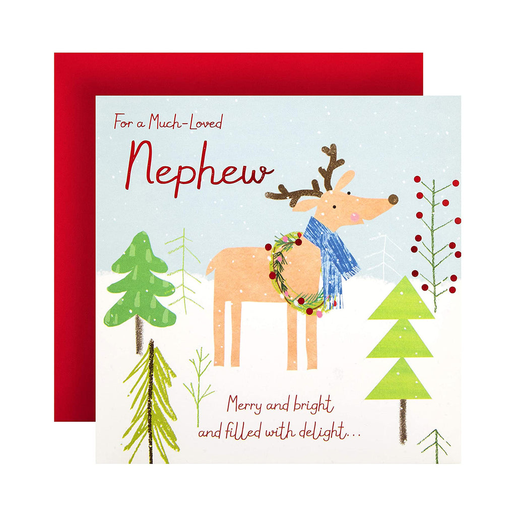 Christmas Card for Nephew - Cute Reindeer Design