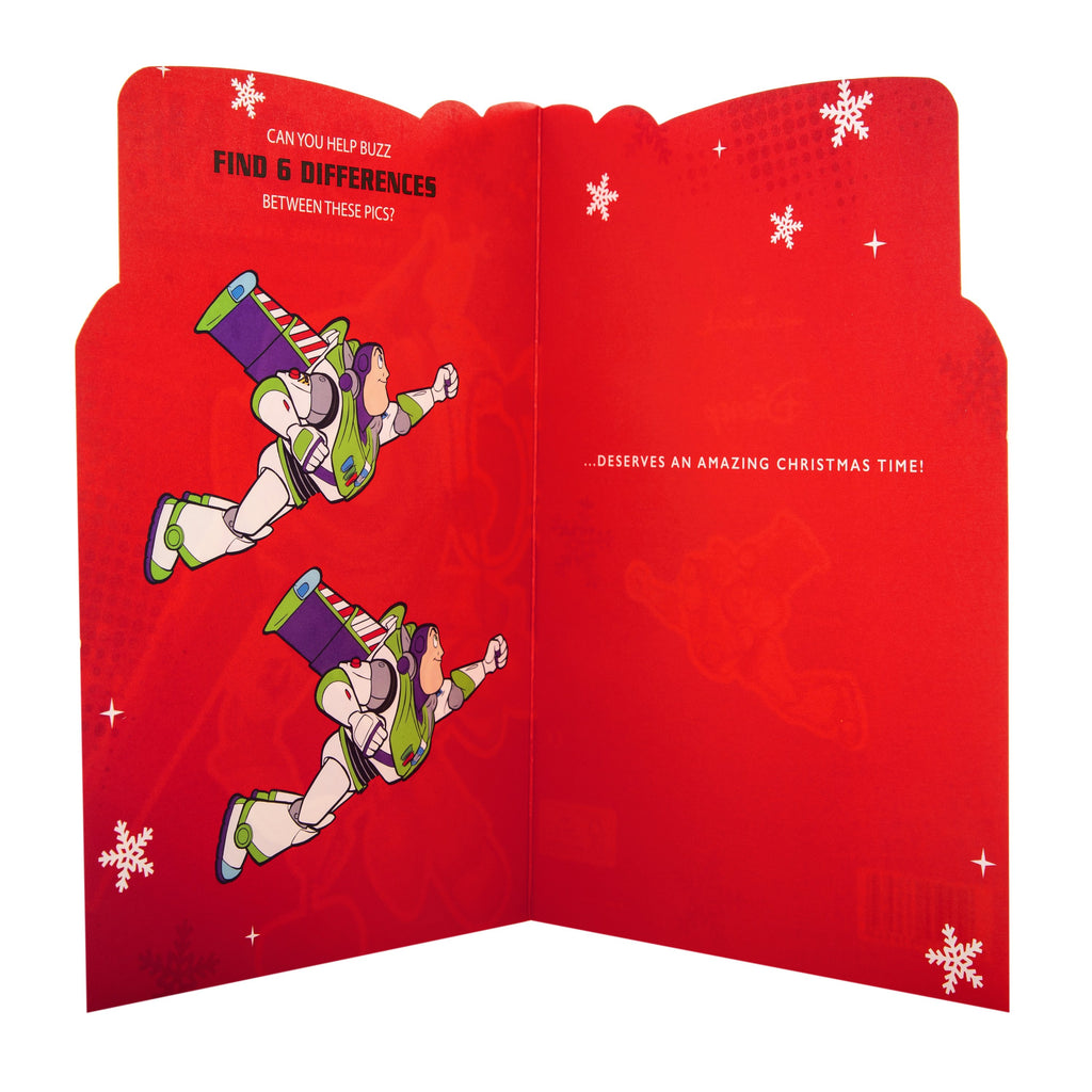 Christmas Card for Son - Buzz Lightyear Design with Fun Activity
