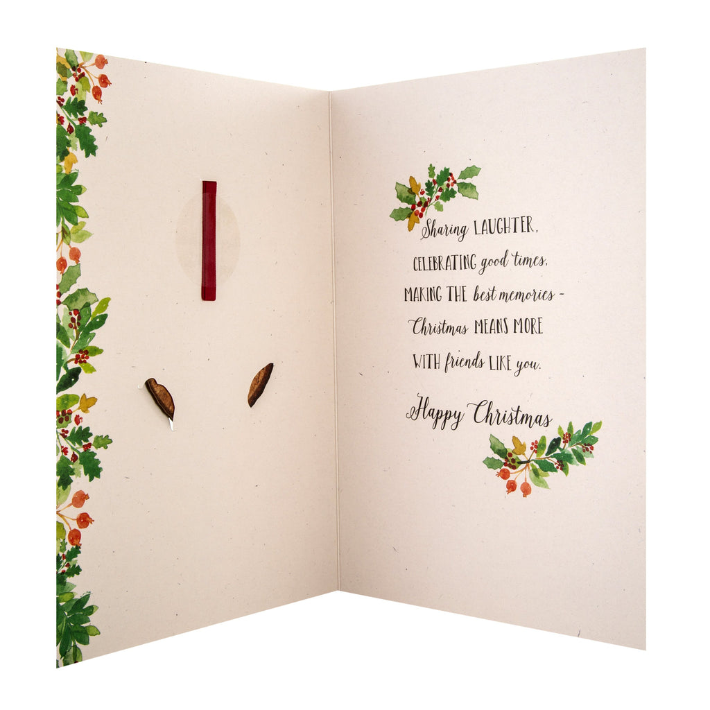 Christmas Card for Friends - Contemporary Design with Removable Hanging Keepsake