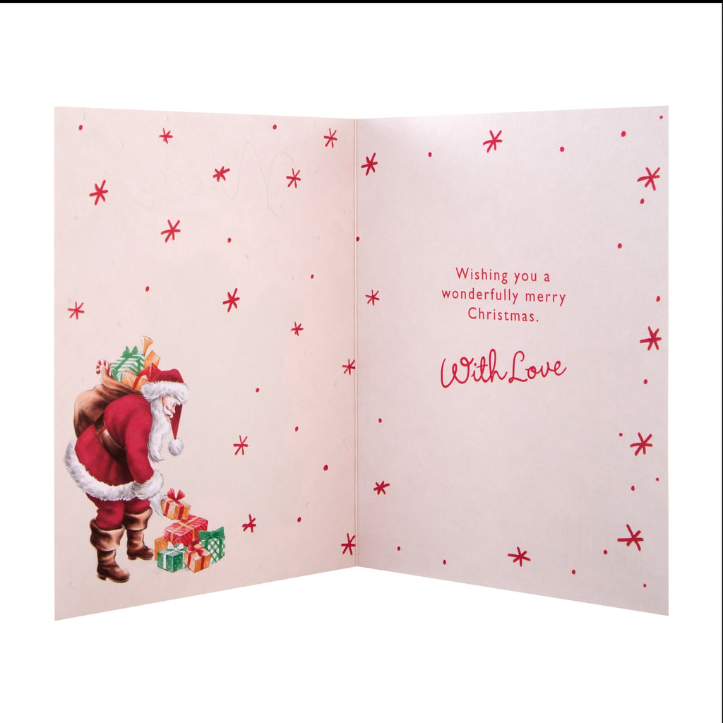 Christmas Card for Niece - Traditional Santa List Design with 3D Add On and Gold Foil
