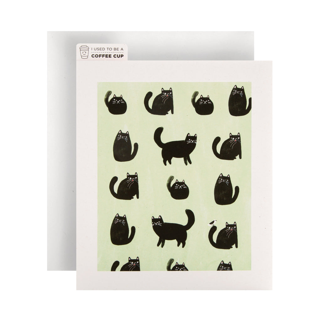Any Occasion Blank Card - Cupcycled Black Cat Design