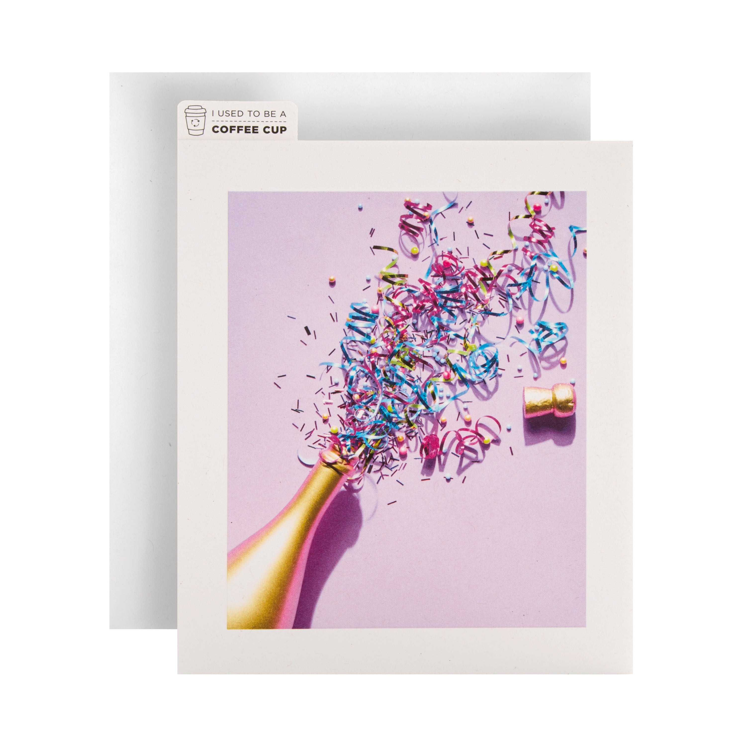 Cupcycling™ Any Occasion Celebration Card Contemporary Confetti & Bottle Design