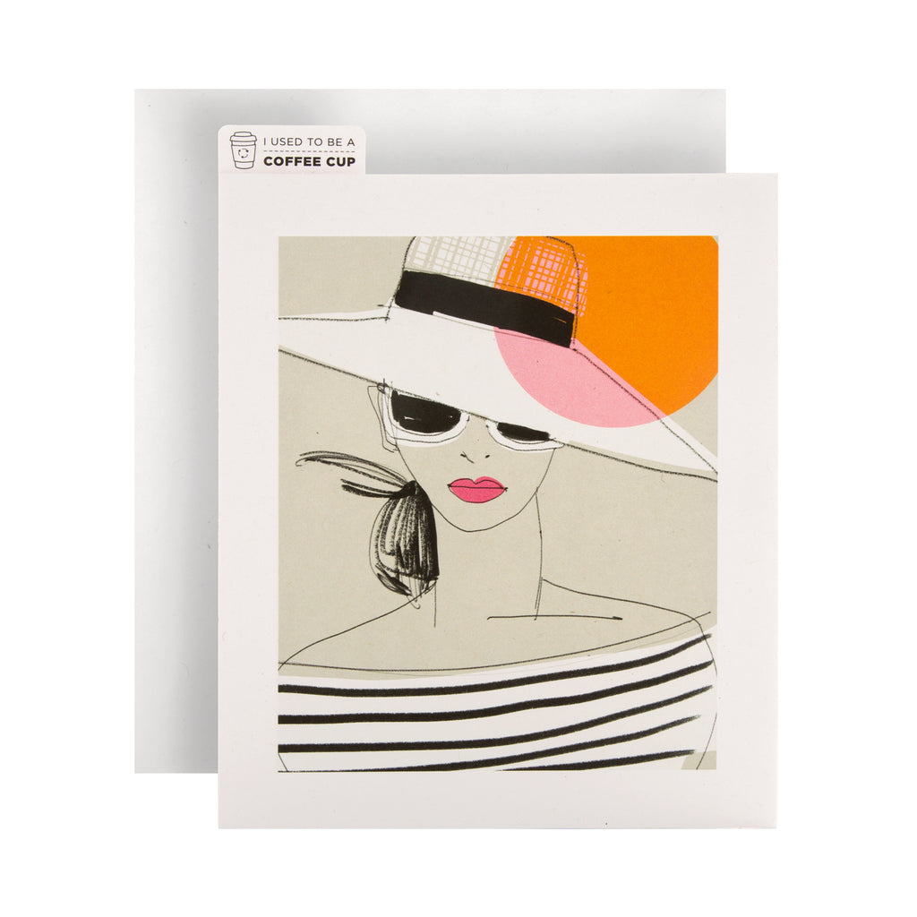 Any Occasion Blank Card - Illustrated Fashion Themed Cupcycled Design
