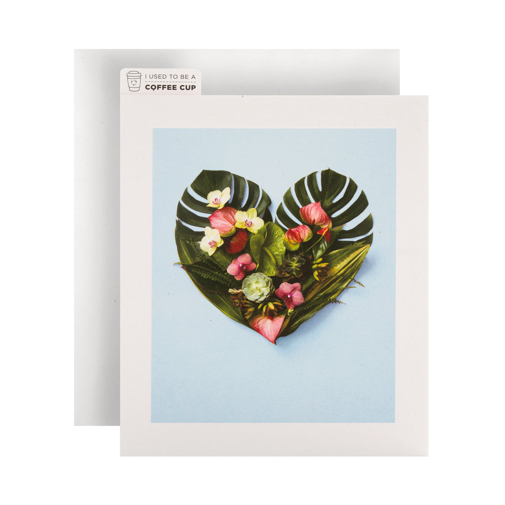 General Love Blank Card - Cupcycled Palm Leaf Heart Design