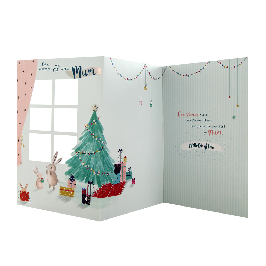 Christmas Card for Mum - Cute 3D Effect Window Design