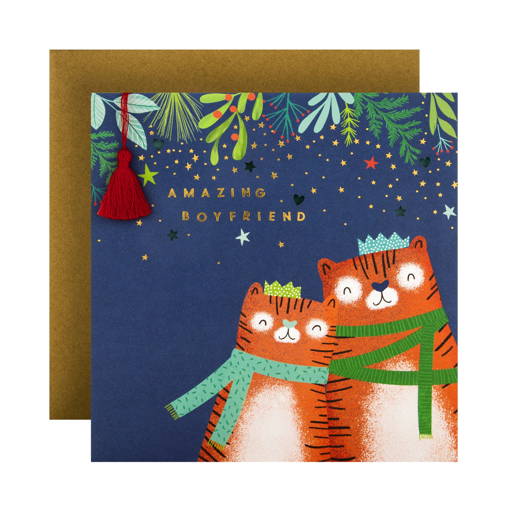 Christmas Card for Boyfriend - Cute Tiger Design