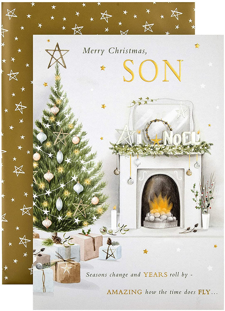 Christmas Card for Son - Classic Illustrated Design