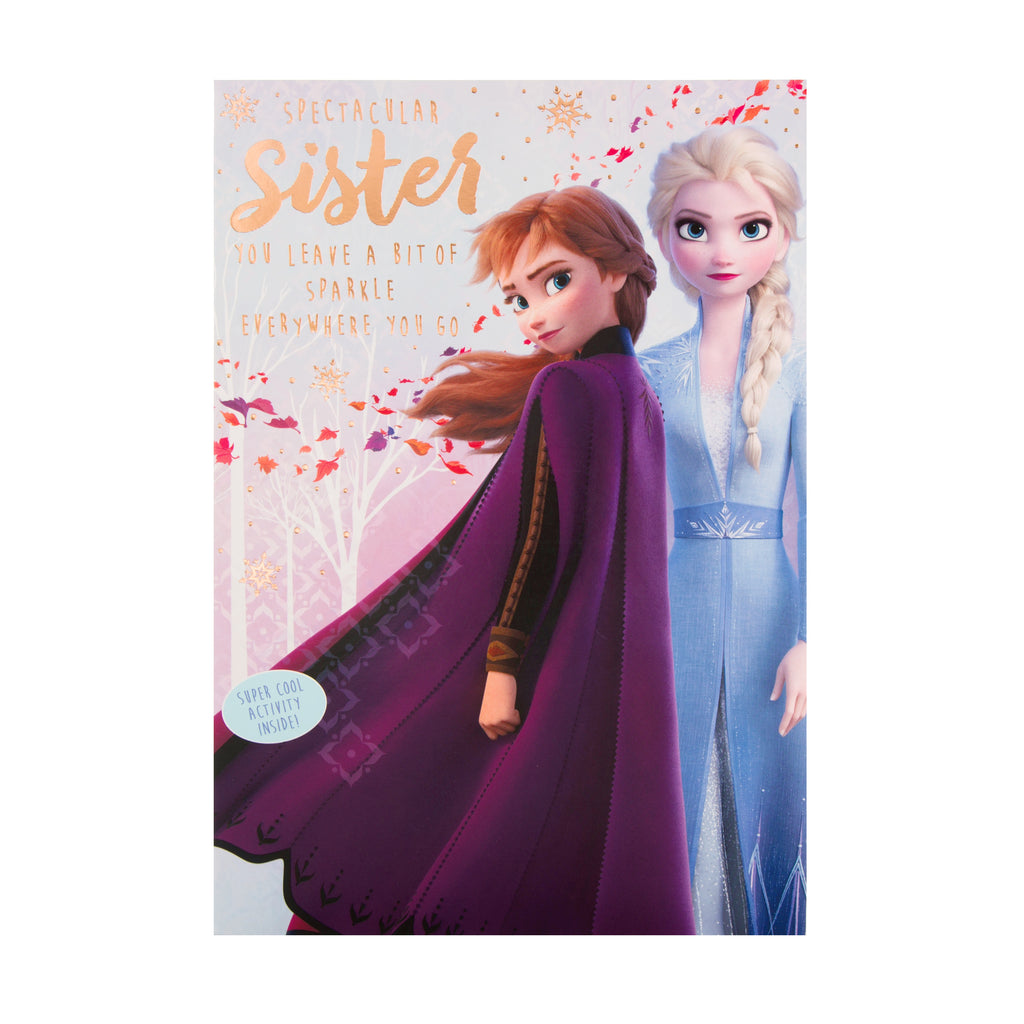 Birthday Card for Sister - Foil Embellished Disney Frozen Design