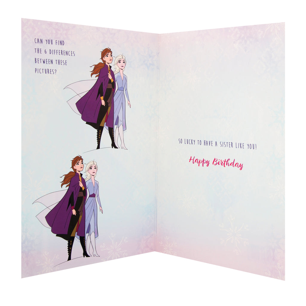 Birthday Card for Sister - Foil Embellished Disney Frozen Design