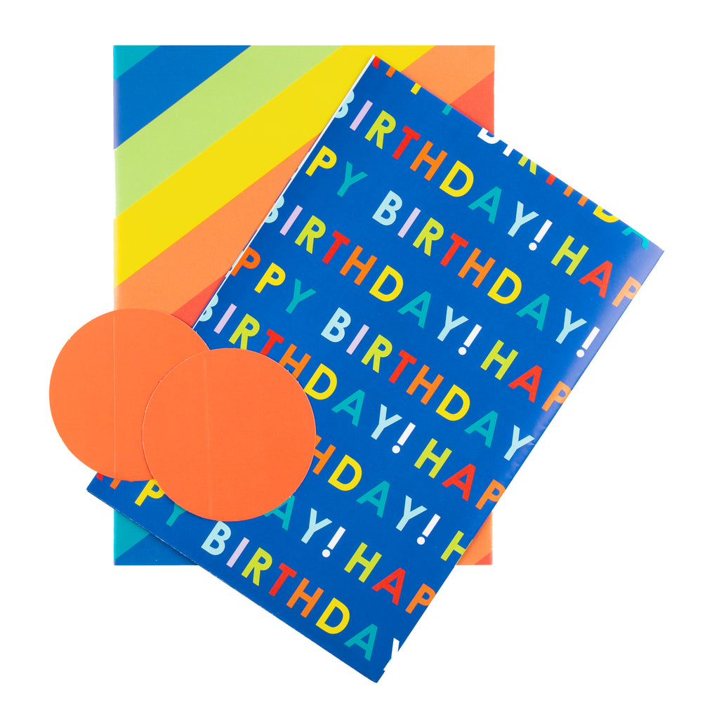 Birthday Wrapping Paper and Gift Tag Duo Pack - Rainbow Text