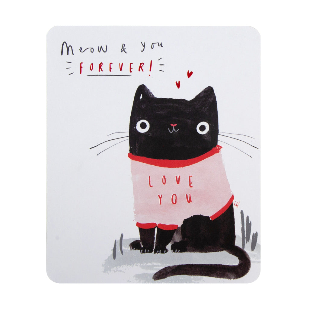 Valentine's Day Card from the Cat - Cute Illustrated Design with Red Foil
