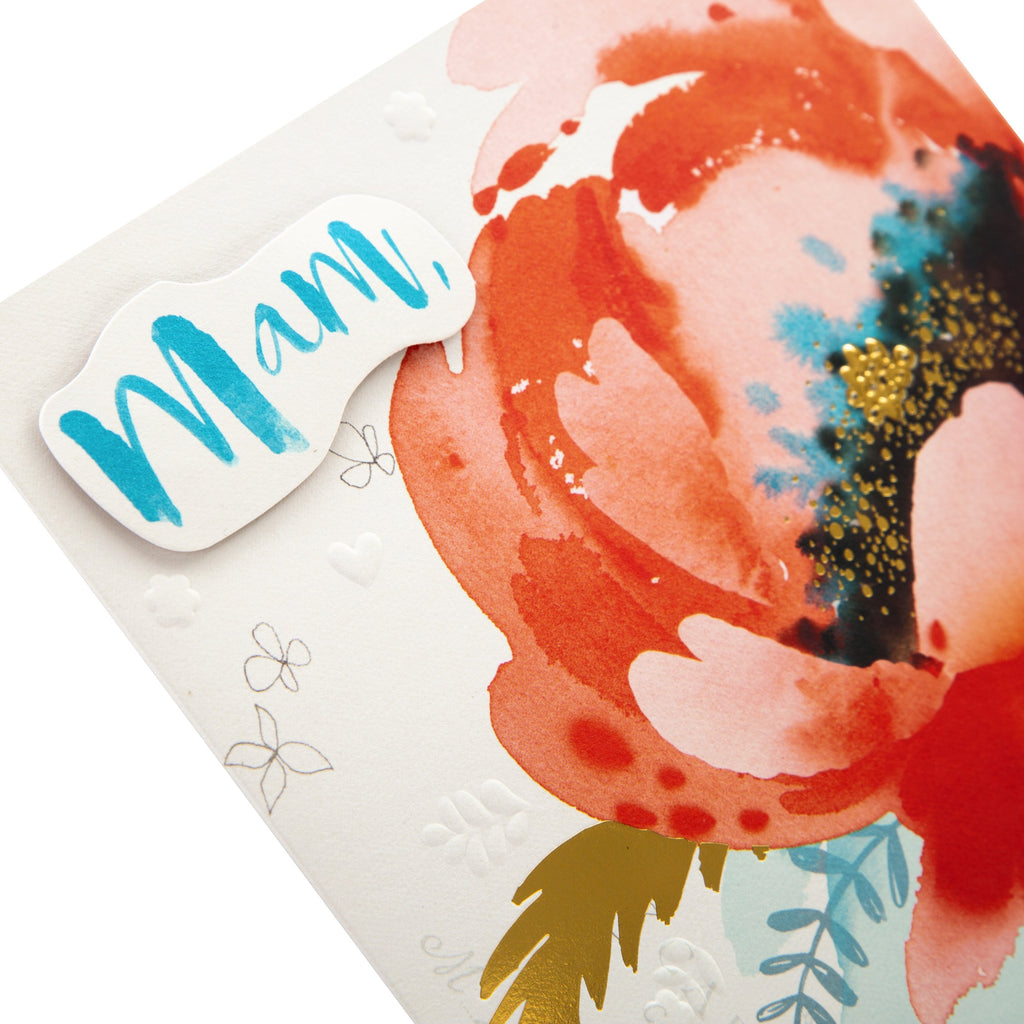 Recyclable Mother's Day Card for Mam - Classic Watercolour Floral Design