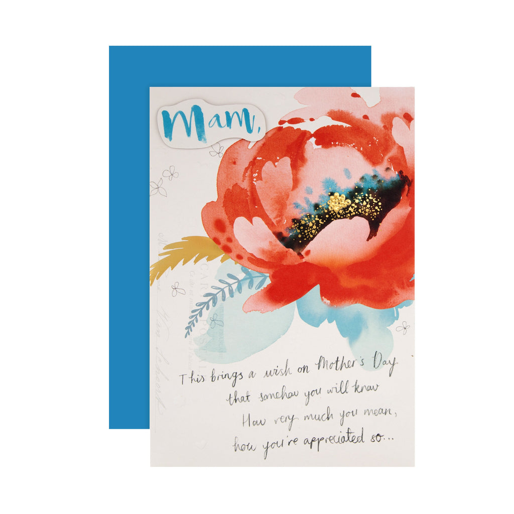 Recyclable Mother's Day Card for Mam - Classic Watercolour Floral Design