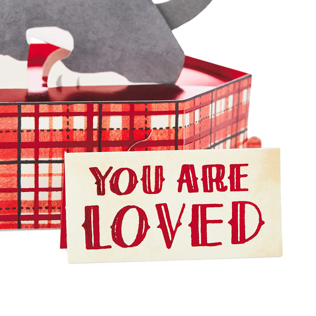 You Are Loved Dog With Heart Mini Pop Up Valentine's Day Card