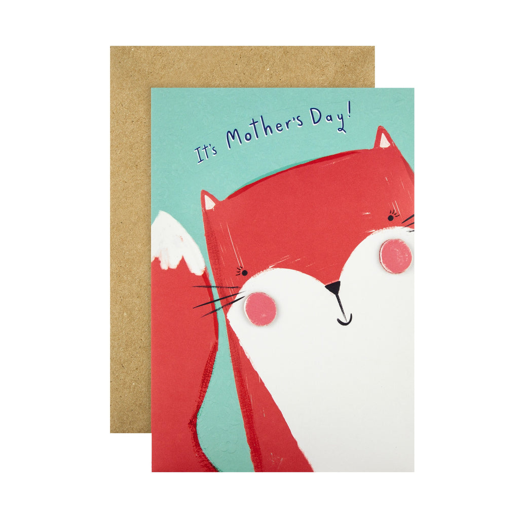 Mother's Day Card - Cute Embossed Fox Design