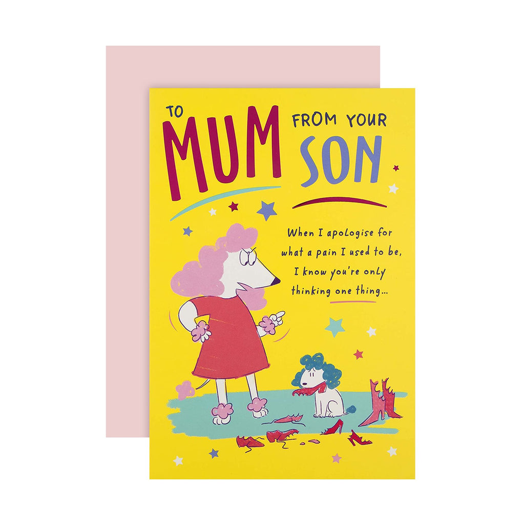Recyclable Mother's Day Card for Mum from Son - Funny Cartoon Style Design