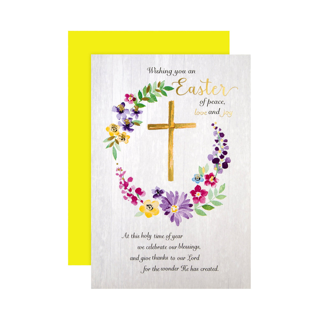 Religious Easter Card - Traditional Design with Gold Foil