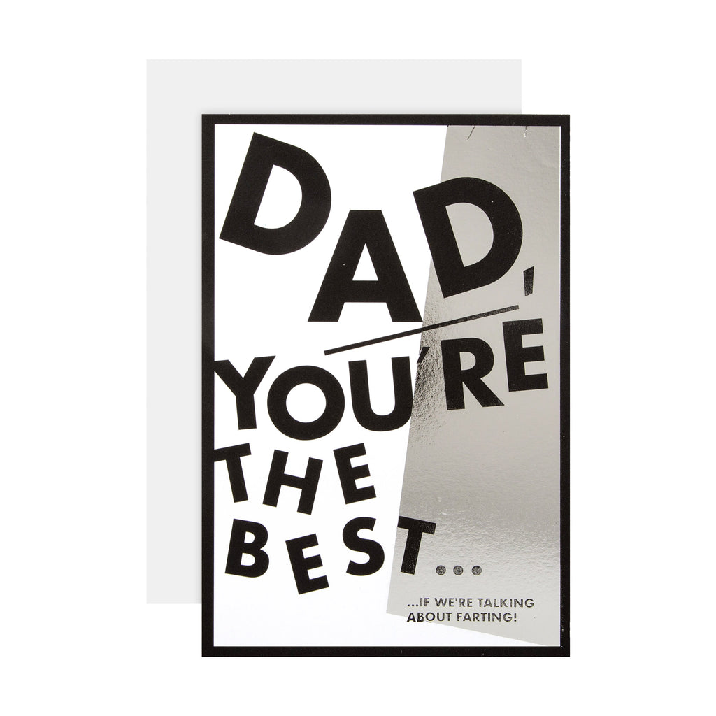 Father's Day Card for Dad - Contemporary Studio Collection Silver Text Design