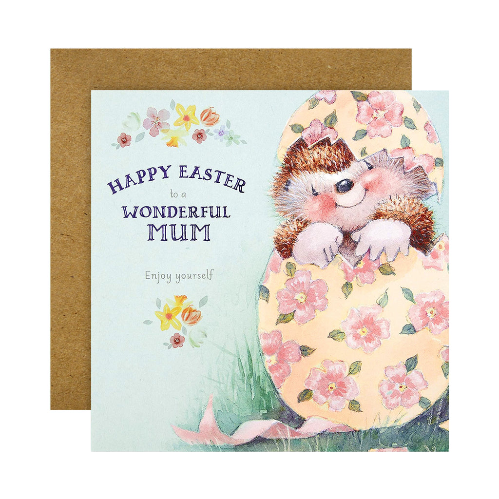 Easter Card for Mum - Cute Country Companions Design with Purple Foil