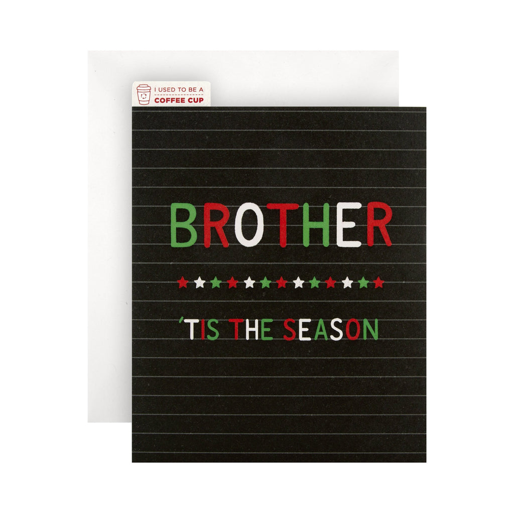 Christmas Card for Brother - Contemporary Croppers CupCycled™ Text Based Design