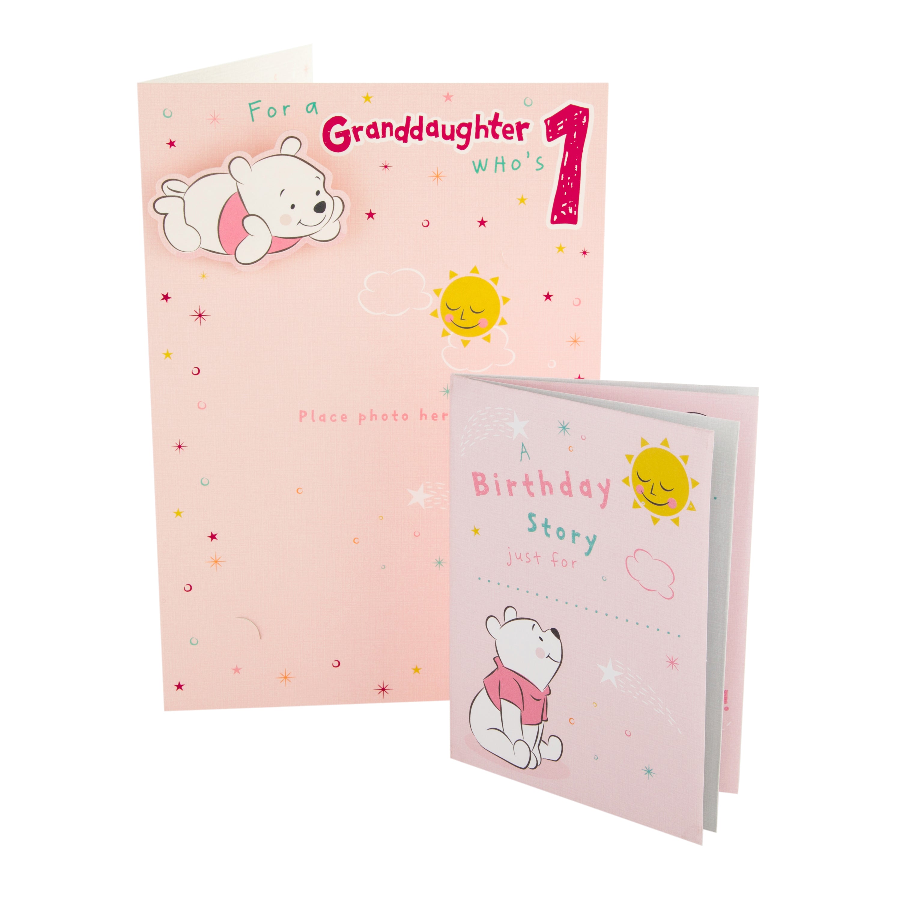 1st Birthday Card Granddaughter Disney Winnie Pooh Design Keepsake Booklet