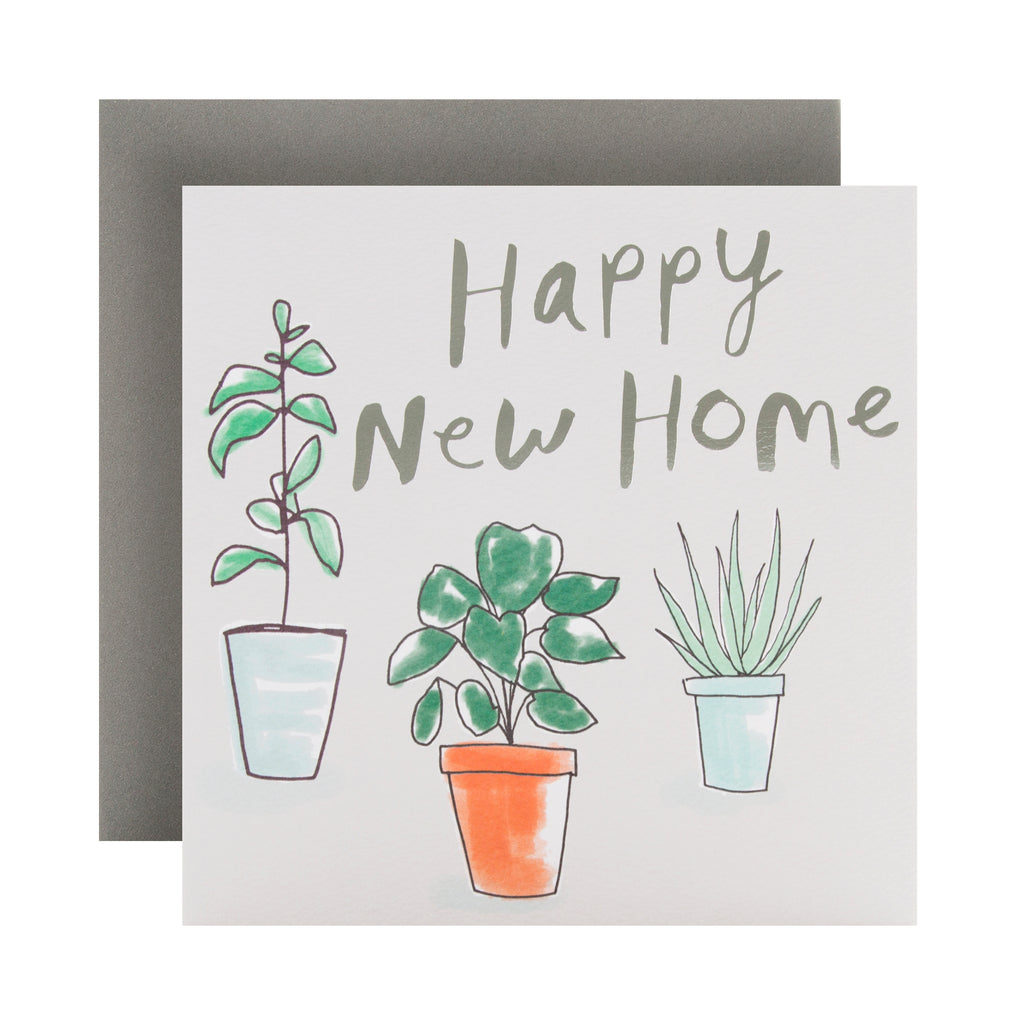 New Home Congratulations Card  - Pot Plants Design