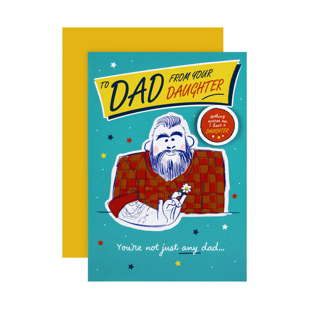 Father's Day Card for Dad from Daughter - With Badge Attachment
