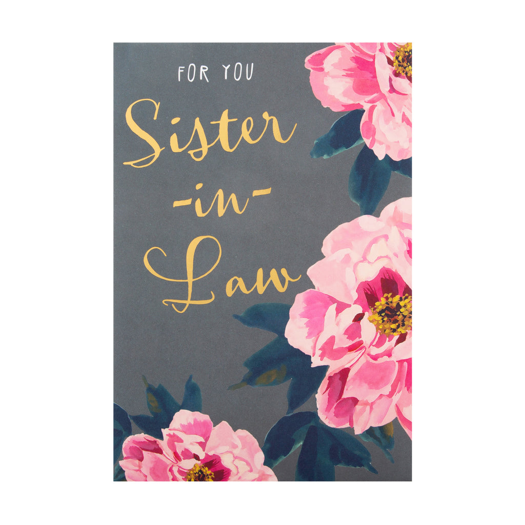 Birthday Card for Sister-in-Law- Elegant Floral Design