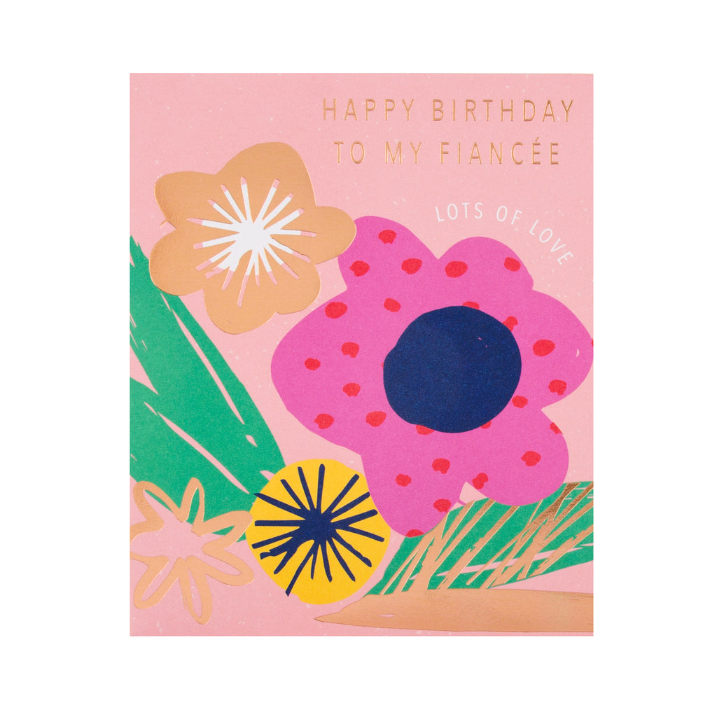 Birthday Card for Fiancée - Modern Graphic Floral Design