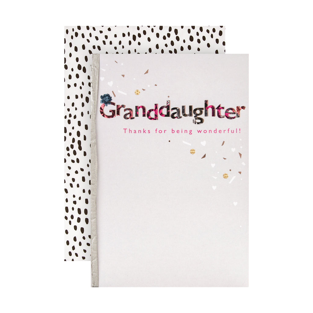 Birthday Card for Granddaughter - Contemporary Text Design