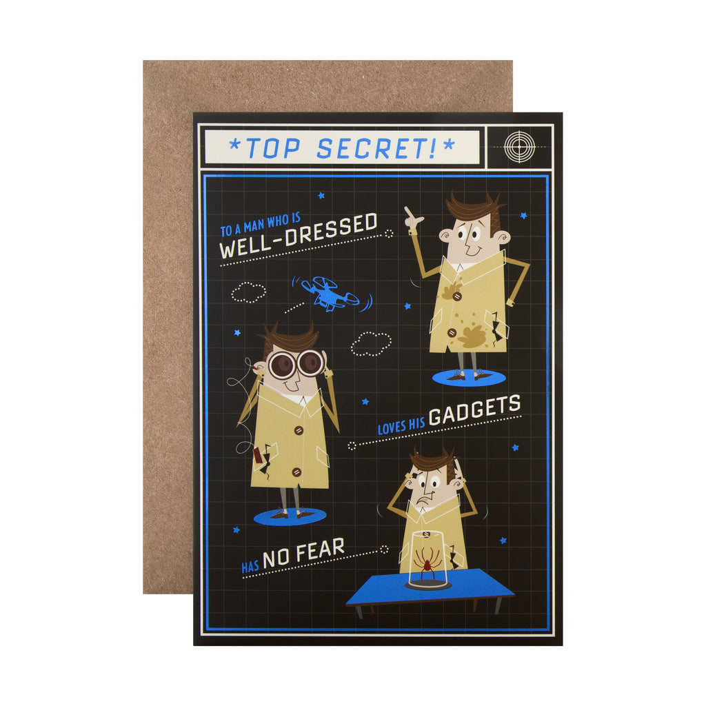 Father's Day Card  - Secret Agent Design with  Hidden Message Compartment