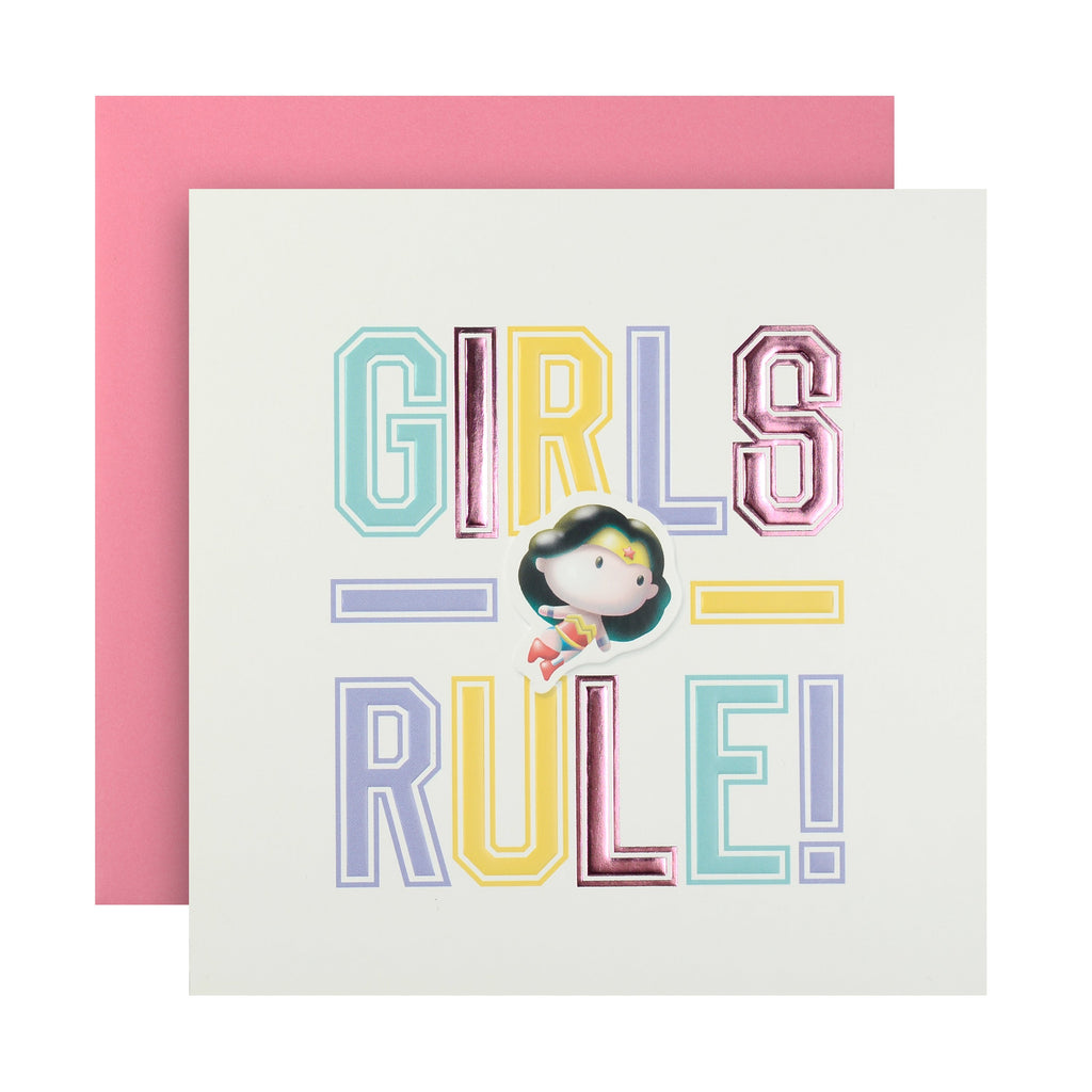 Birthday Card for Girls - Wonder Woman™ Design with Wordsearch Activity